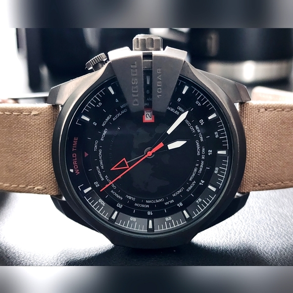 Diesel World Time Gunmetal Watch - Picture 1 of 4